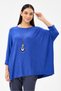 Women's Saks Blue Italian Collared Oversize Lycra Knitwear Sweater Size 40 - 48