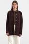 Pearl Detailed Soft Fabric Knitwear Cardigan Brown 8296 - 7