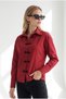 Women's Burgundy Contrast Chinese Buttoned Gabardine Shirt Gml-19001462 - 2