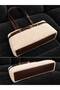 Women's Cream Plush Shoulder Bag with Brown Leather Belt Detail - 2