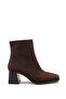 Women's Square Toe Heeled Shoes Brown Suede - 6
