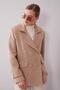 Double-Breasted Cashmere Jacket with Edge Stripes, Dark Beige - 3