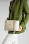 Women's Hand and Shoulder Bag with Chain Strap, Logo, Zipper, Stylish Cream Tote Bag - 4