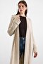 Loose Fit Ribbed Knitwear Long Cardigan Stone 8298 - 4