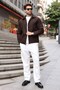 Brown Polo Collar Suede Men's Jacket E7221 - 3