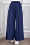 Pocketed Elastic Waist Skirt Trousers Navy Blue - 2