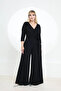 Plus Size Double Breasted Collar Jumpsuit with Stone Belt