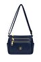 Vx-1452 Women's Faux Leather Multi-Compartment Zippered Daily Use Crossbody Bag Dark Blue - 3