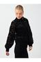 Black Stand Collar Zippered Long Sleeve Lace Jacket - 5