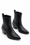 Peony Women's Leather Country Western Style Pointed Toe Thick Block Heeled Short Boots - 2