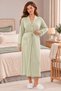 3-Piece Maternity Pajama Set with Lace Embroidery and Dressing Gown - Green - 2
