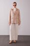 Double-Breasted Cashmere Jacket with Edge Stripes, Dark Beige - 2