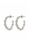 Oval Zircon Stone Silver Half Hoop Earrings