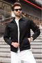 Black Polo Collar Suede Men's Jacket E7221