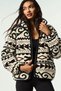 4981 Women's Khaki Ethnic Kilim Inspired Soft Textured Fleece Sweatshirt with Pockets