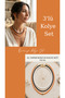 Orange 3-Piece Glass Gold Heart Detail Bead Necklace Set (Black, Orange, White)