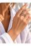 Bone Formed Stone Silver Adjustable Ring - 3