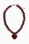 Beaded heart-pendant necklace