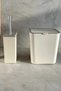 Flip 2-Piece Bathroom Set Trash Can Toilet Brush Beige Color 6 Liters - 5