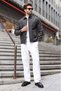 Anthracite Polo Collar Suede Men's Jacket E7221 - 3