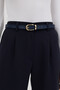 High Waist Pleated Palazzo Pants with Belt and Elastic Fabric - 6