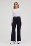 High Waist Pleated Palazzo Pants with Belt and Elastic Fabric