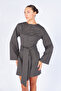 Striped Women's Mini Dress with Scarf Detail |   Mkw2811540-1 - 4