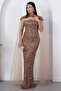 Strapless Neckline Sequined Evening Dress with Bolero Ecr5683 - 4