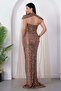 Strapless Neckline Sequined Evening Dress with Bolero Ecr5683 - 7