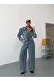 Women's Wide Leg Loose-Fit Jeans Overalls with Chest Pockets and Snap Fasteners - 6