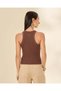 Women Brown Ribbed Vest - 3