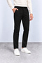 Men's Black Slim Fit Lycra Side Pocket Dobby Casual Trousers - 2