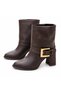 Women's Stylish Boots with Thick Heels and Square Buckle Detail