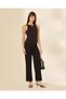 Women Black Plain Boat Neck Tank Top - 5