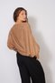 Asymmetric Brooch Detail Bat Sleeve Tricot Sweater Camel - 4