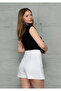 White front slit detailed short skirt - 4