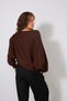 Asymmetric Brooch Detail Bat Sleeve Tricot Sweater Brown - 5