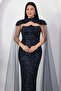 Strapless Neckline Sequined Evening Dress with Bolero Ecr5683 - 3