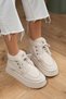 Women's Ecru Suede Fur Lace-Up 5cm Thick Sole Winter Boots B21 - 3