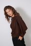 Asymmetric Brooch Detail Bat Sleeve Tricot Sweater Brown - 3