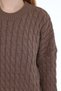 Mink Women's 100% Cotton Hair Knit Patterned Crew Neck Oversize Knitwear Sweater Trist-6169 - 6