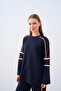 Women's Camisole Stripe Detail Crew Neck Pantsuit Navy Blue - 3
