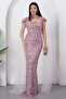 Strapless Neckline Sequined Evening Dress with Bolero Ecr5683