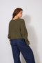 Jeans Striped Detail Standing Collar Folded Sleeves Tricot Sweater Khaki - 4