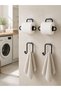 4 Piece Bathroom Kitchen Set 2 Roll Paper Holders 2 Towel Hangers - 4