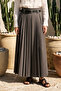 Pile and Waistband Belt Detailed Skirt 420169 Gray