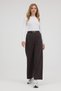 High Waist Pleated Palazzo Pants with Belt and Elastic Fabric - 4
