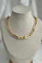 Gold Color Rectangular and Circular Geometric Chain Necklace (40cm) - 3