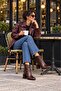 Alessia Brown Rustic Women's Daily Wear Non-Zipper Pointed Toe Buckle Detailed Stylish Modern Thick Heel Boots & Booties - 5