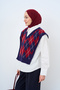 Women's Diamond Pattern Sweater Shirt Navy Blue - 2